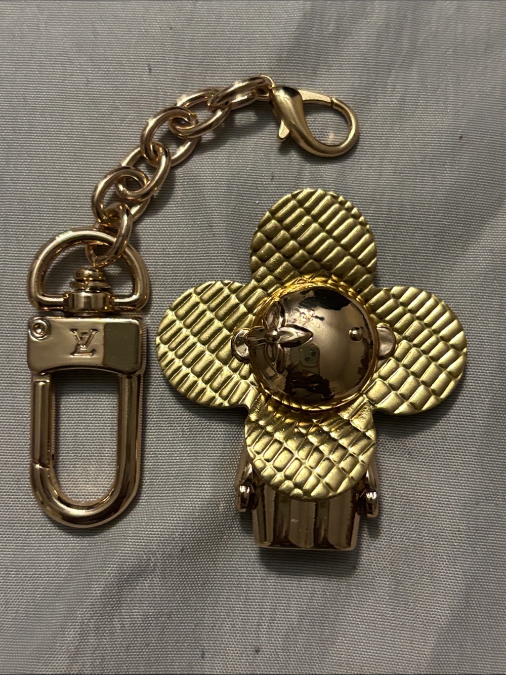 Louis Vuitton Gold-Tone Flower Key Charm with Clip